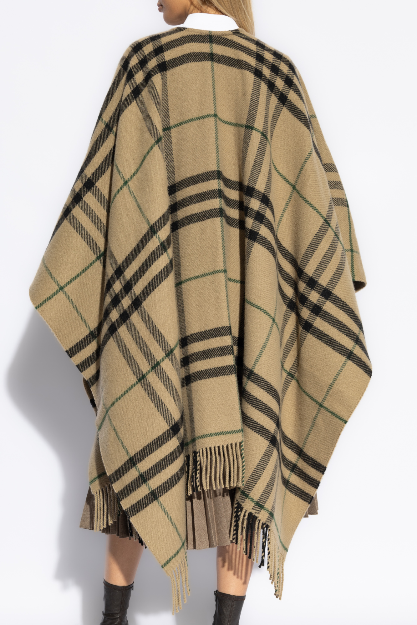 Beige Poncho with fringes Burberry Vitkac GB